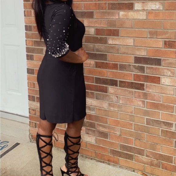 Tiana B. Black Dress with Pearl Sleeve Details - Picture 5 of 5